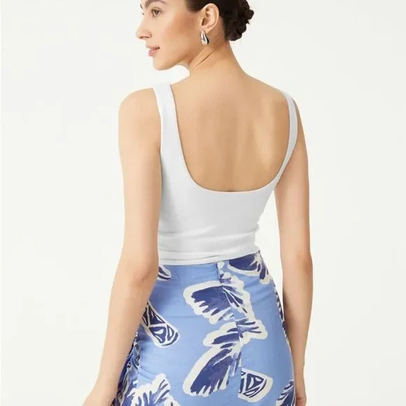 NWT OGL Elastic Open Back Brami Tank Classic White Boatneck Tank Top Size XS - Picture 3 of 11